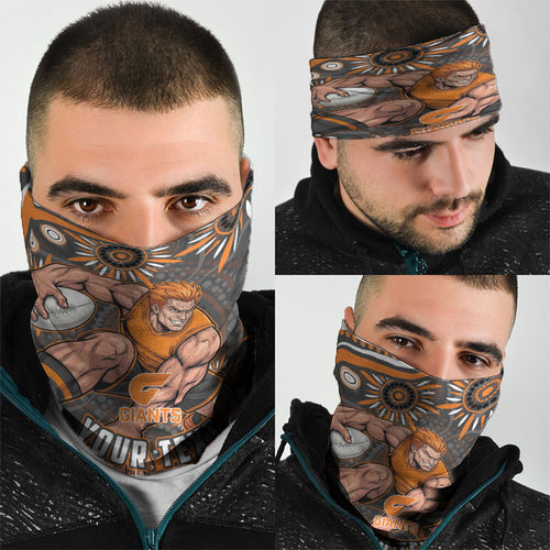 Personalized GWS Giants Rugby Neck Gaiter Aboriginal Dot Art - Dreamtime Football Mascot