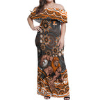 Personalized GWS Giants Rugby Off Shoulder Maxi Dress Aboriginal Dot Art - Dreamtime Football Mascot