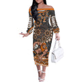 Personalized GWS Giants Rugby Off The Shoulder Long Sleeve Dress Aboriginal Dot Art - Dreamtime Football Mascot
