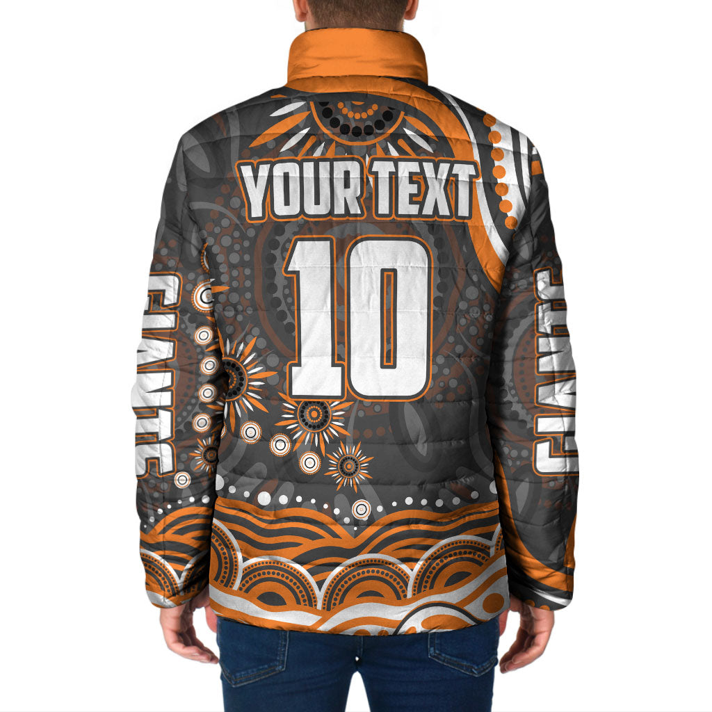 Personalized GWS Giants Rugby Padded Jacket Aboriginal Dot Art - Dreamtime Football Mascot