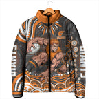 Personalized GWS Giants Rugby Padded Jacket Aboriginal Dot Art - Dreamtime Football Mascot