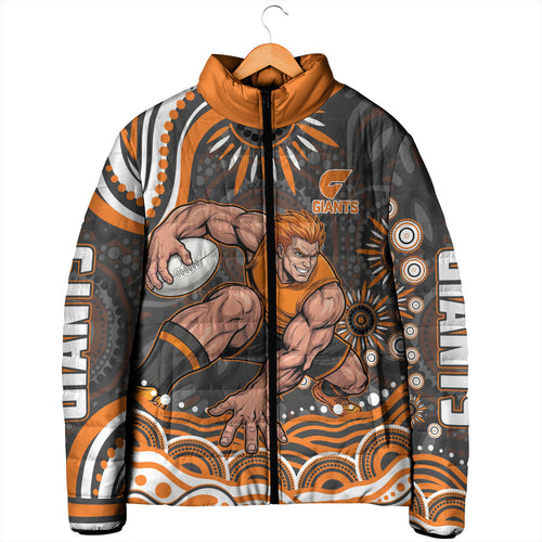 Personalized GWS Giants Rugby Padded Jacket Aboriginal Dot Art - Dreamtime Football Mascot