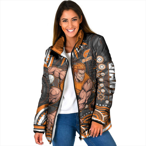 Personalized GWS Giants Rugby Padded Jacket Aboriginal Dot Art - Dreamtime Football Mascot