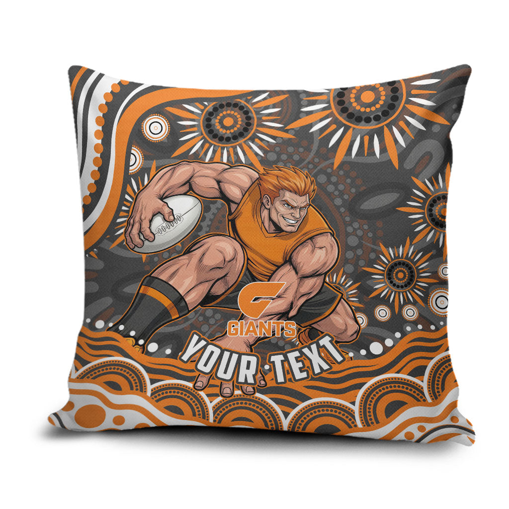 Personalized GWS Giants Rugby Pillow Cover Aboriginal Dot Art - Dreamtime Football Mascot
