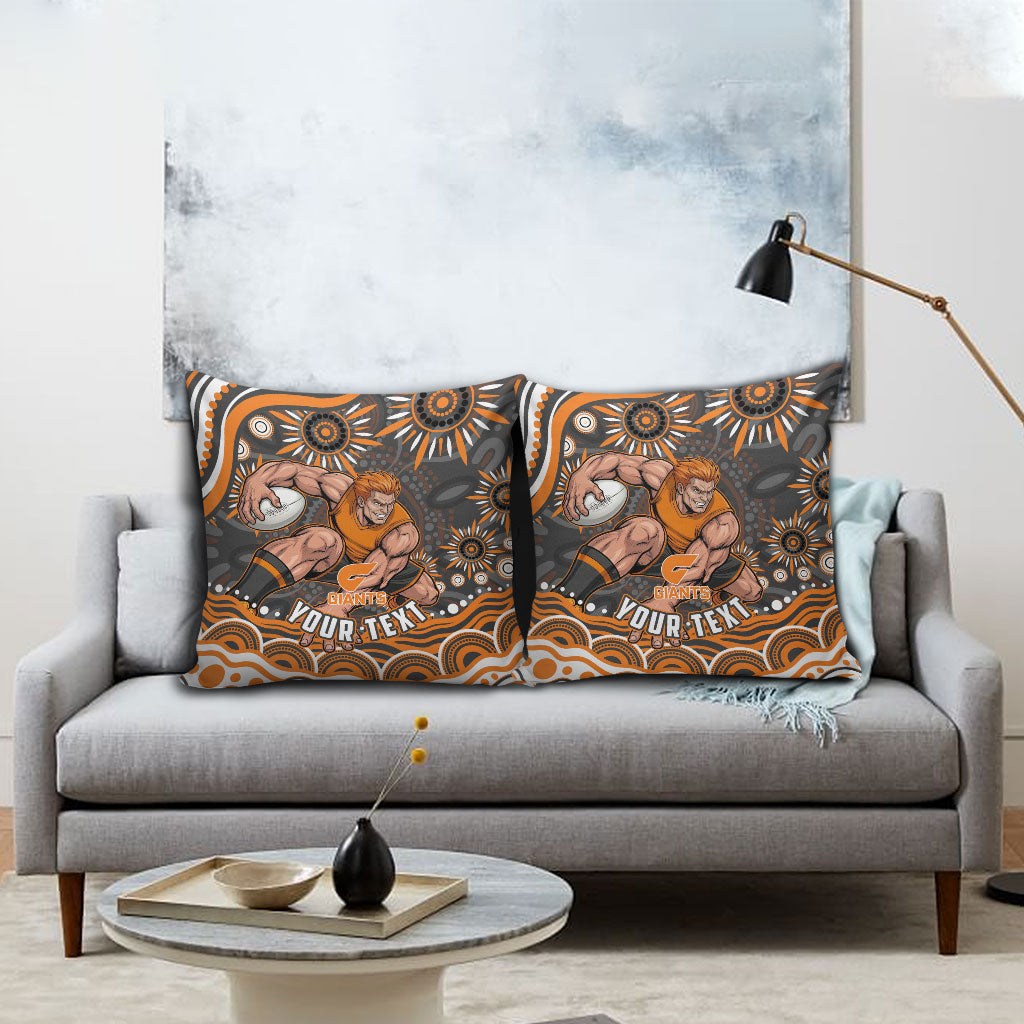 Personalized GWS Giants Rugby Pillow Cover Aboriginal Dot Art - Dreamtime Football Mascot