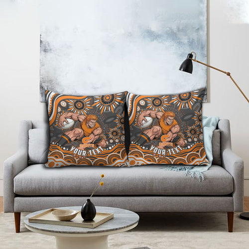 Personalized GWS Giants Rugby Pillow Cover Aboriginal Dot Art - Dreamtime Football Mascot