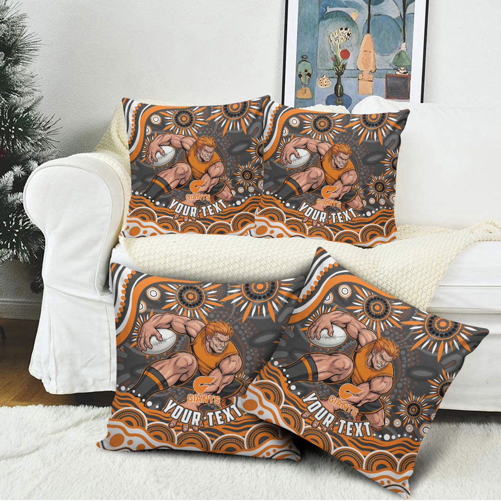 Personalized GWS Giants Rugby Pillow Cover Aboriginal Dot Art - Dreamtime Football Mascot