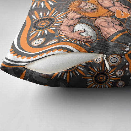 Personalized GWS Giants Rugby Pillow Cover Aboriginal Dot Art - Dreamtime Football Mascot