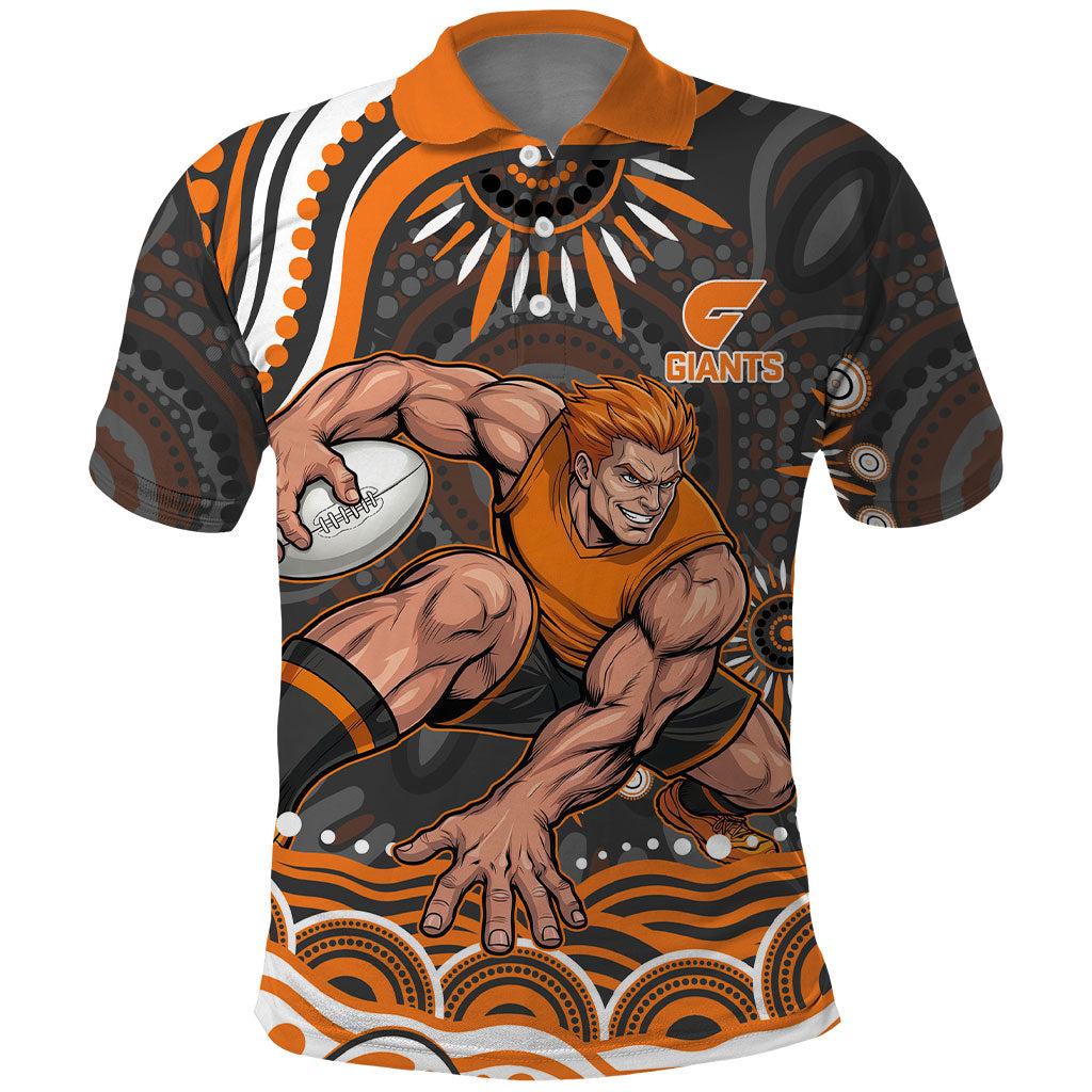 Personalized GWS Giants Rugby Polo Shirt Aboriginal Dot Art - Dreamtime Football Mascot