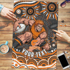 Personalized GWS Giants Rugby Puzzle Aboriginal Dot Art - Dreamtime Football Mascot