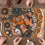 Personalized GWS Giants Rugby Puzzle Aboriginal Dot Art - Dreamtime Football Mascot