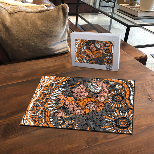 Personalized GWS Giants Rugby Puzzle Aboriginal Dot Art - Dreamtime Football Mascot