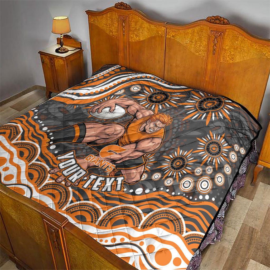 Personalized GWS Giants Rugby Quilt Aboriginal Dot Art - Dreamtime Football Mascot