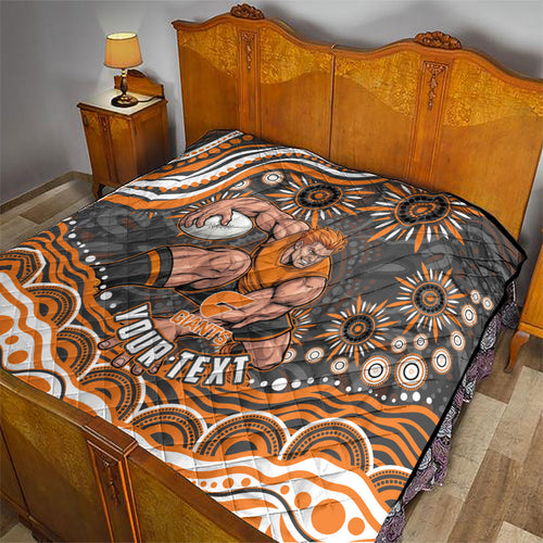 Personalized GWS Giants Rugby Quilt Aboriginal Dot Art - Dreamtime Football Mascot