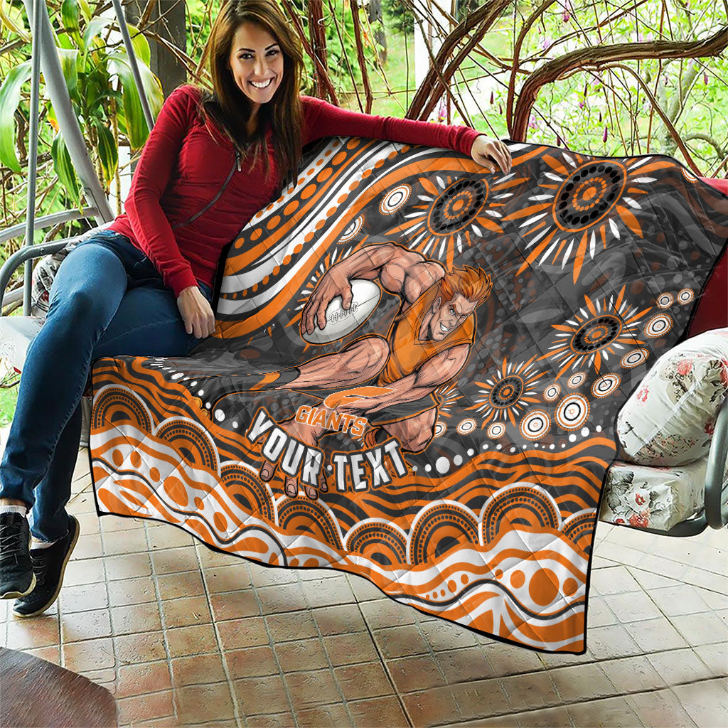 Personalized GWS Giants Rugby Quilt Aboriginal Dot Art - Dreamtime Football Mascot