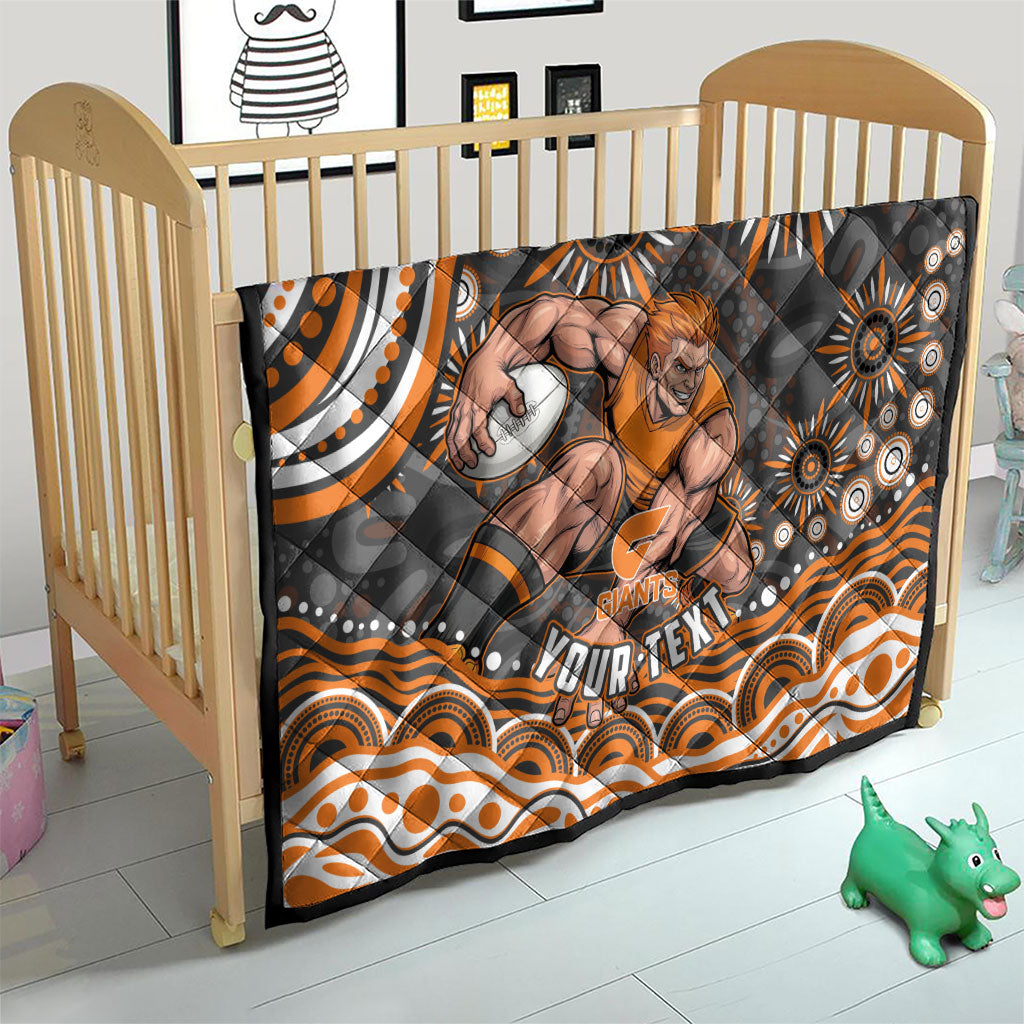 Personalized GWS Giants Rugby Quilt Aboriginal Dot Art - Dreamtime Football Mascot