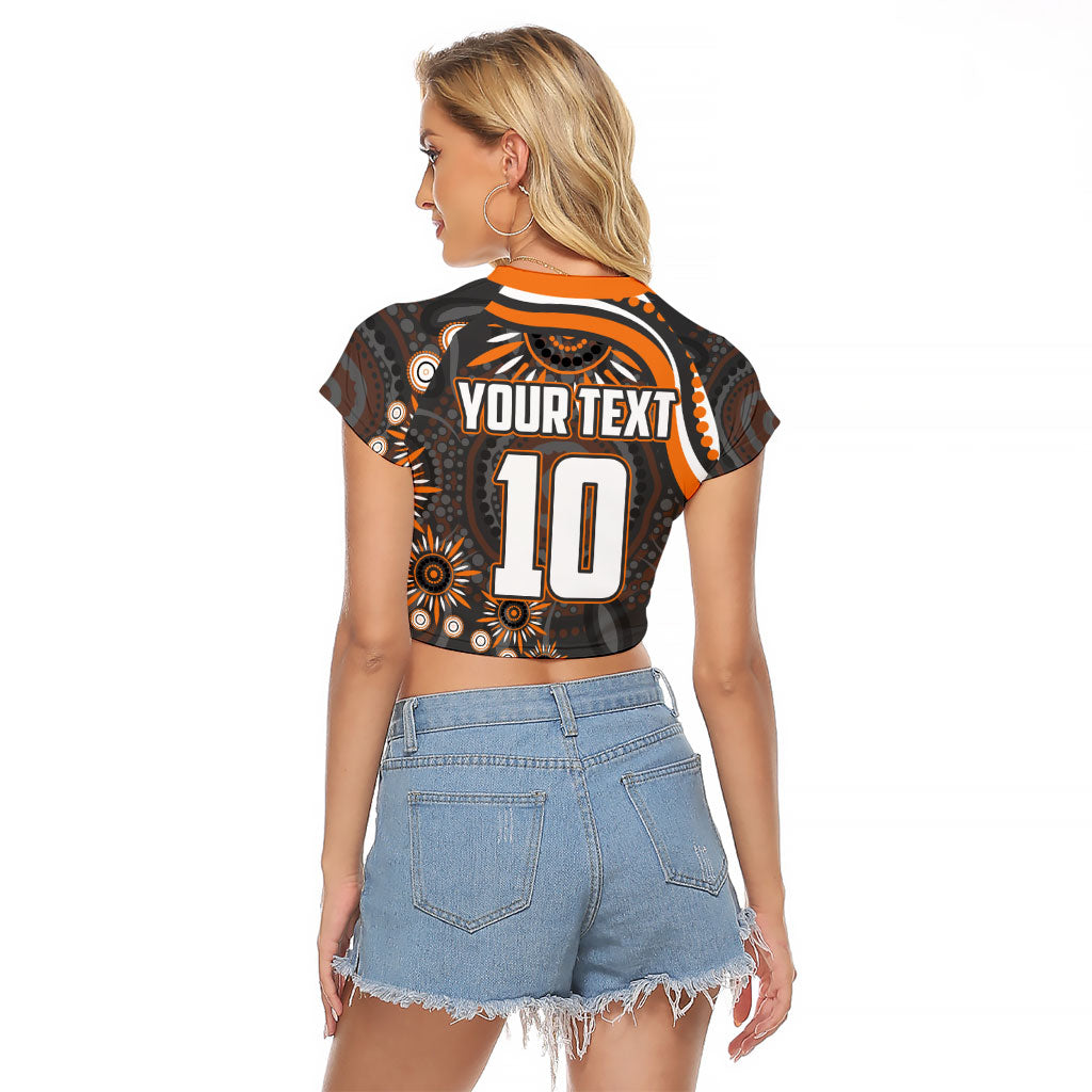 Personalized GWS Giants Rugby Raglan Cropped T Shirt Aboriginal Dot Art - Dreamtime Football Mascot