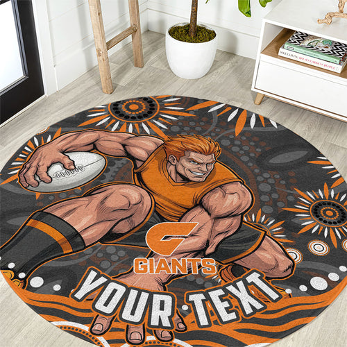 Personalized GWS Giants Rugby Round Carpet Aboriginal Dot Art - Dreamtime Football Mascot