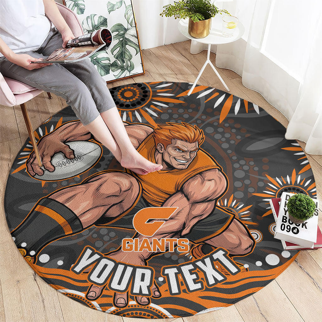 Personalized GWS Giants Rugby Round Carpet Aboriginal Dot Art - Dreamtime Football Mascot