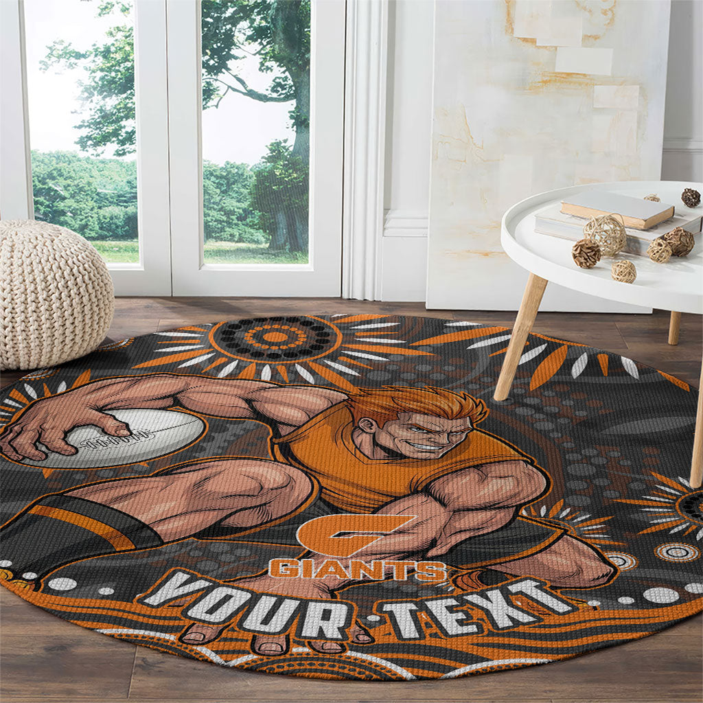 Personalized GWS Giants Rugby Round Carpet Aboriginal Dot Art - Dreamtime Football Mascot