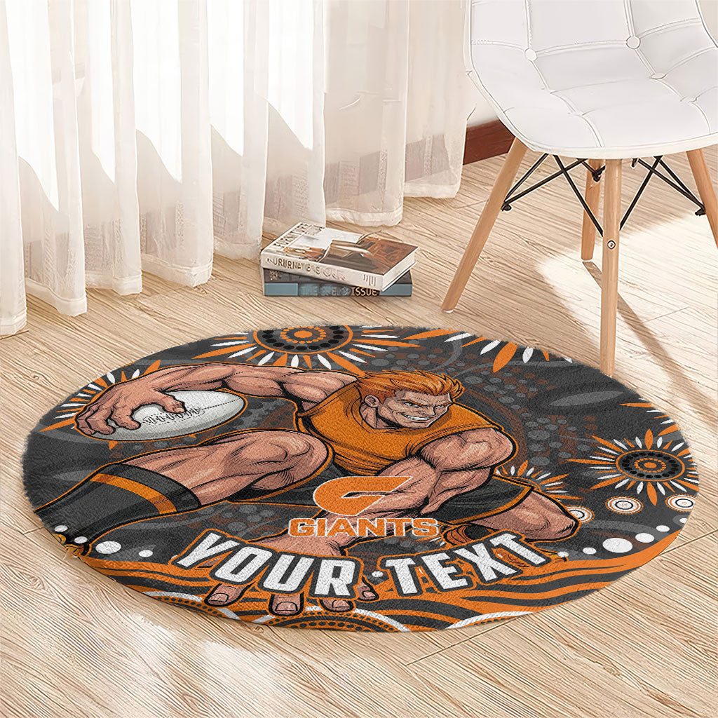 Personalized GWS Giants Rugby Round Carpet Aboriginal Dot Art - Dreamtime Football Mascot