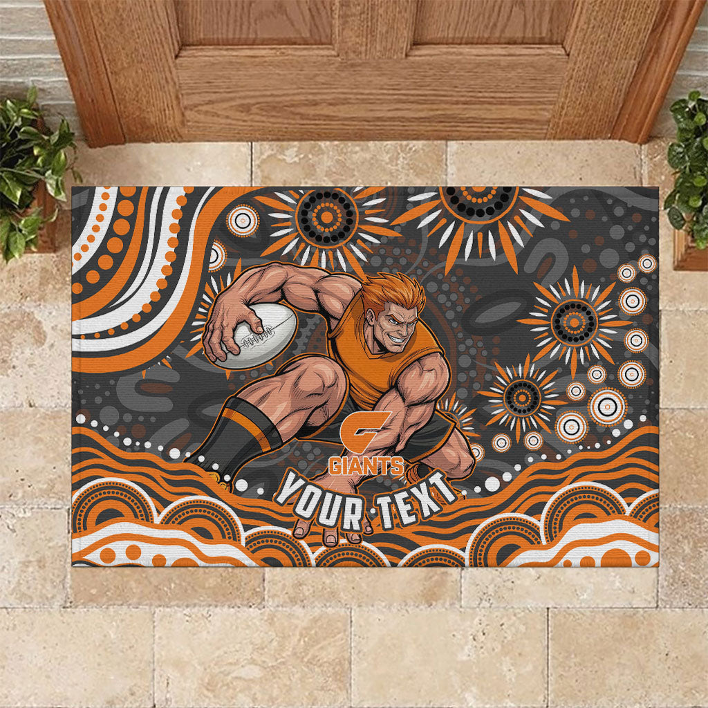 Personalized GWS Giants Rugby Rubber Doormat Aboriginal Dot Art - Dreamtime Football Mascot