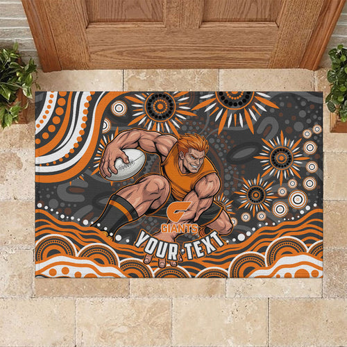 Personalized GWS Giants Rugby Rubber Doormat Aboriginal Dot Art - Dreamtime Football Mascot