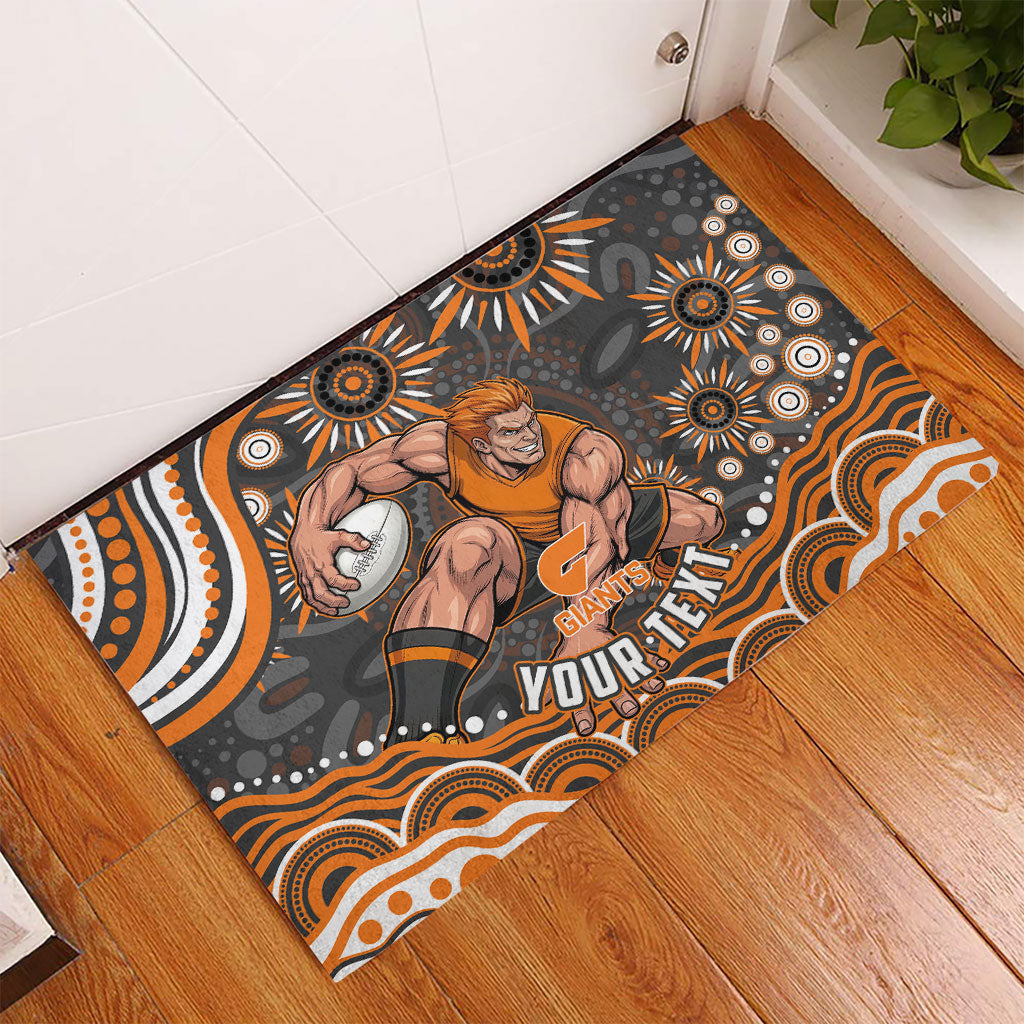 Personalized GWS Giants Rugby Rubber Doormat Aboriginal Dot Art - Dreamtime Football Mascot