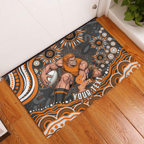 Personalized GWS Giants Rugby Rubber Doormat Aboriginal Dot Art - Dreamtime Football Mascot