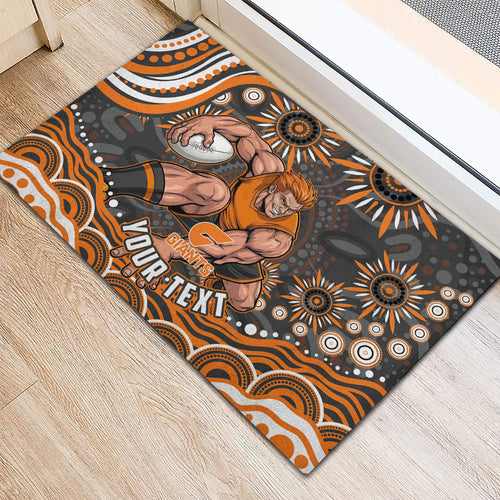 Personalized GWS Giants Rugby Rubber Doormat Aboriginal Dot Art - Dreamtime Football Mascot