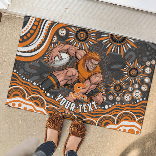 Personalized GWS Giants Rugby Rubber Doormat Aboriginal Dot Art - Dreamtime Football Mascot