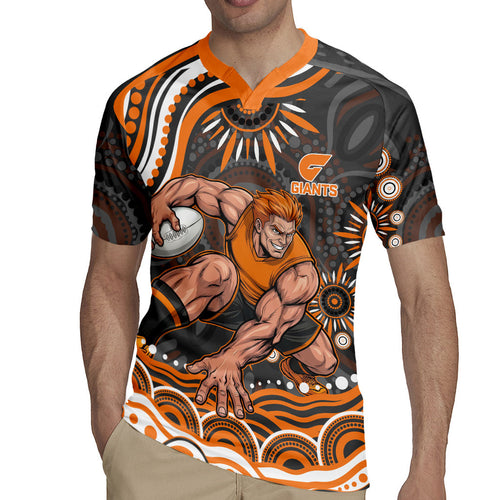 Personalized GWS Giants Rugby Rugby Jersey Aboriginal Dot Art - Dreamtime Football Mascot