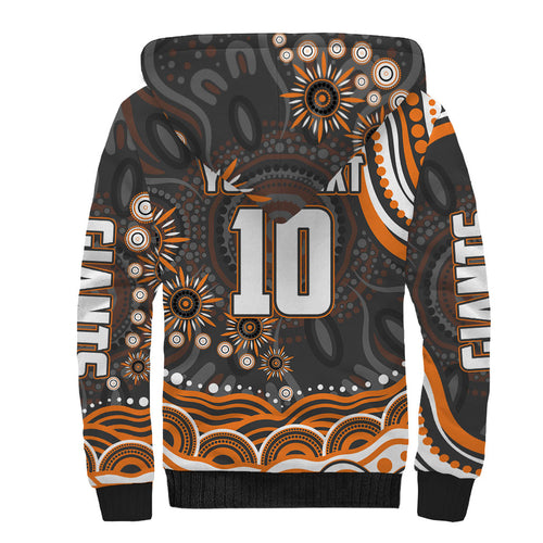 Personalized GWS Giants Rugby Sherpa Hoodie Aboriginal Dot Art - Dreamtime Football Mascot