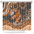Personalized GWS Giants Rugby Shower Curtain Aboriginal Dot Art - Dreamtime Football Mascot