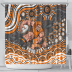 Personalized GWS Giants Rugby Shower Curtain Aboriginal Dot Art - Dreamtime Football Mascot