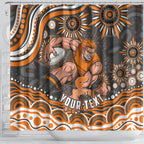 Personalized GWS Giants Rugby Shower Curtain Aboriginal Dot Art - Dreamtime Football Mascot