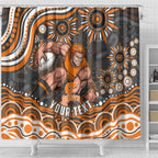Personalized GWS Giants Rugby Shower Curtain Aboriginal Dot Art - Dreamtime Football Mascot