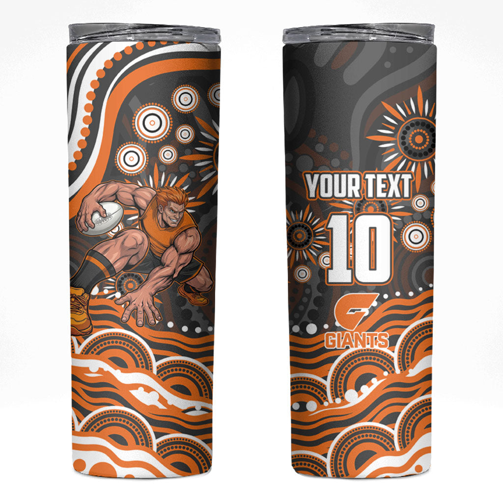 Personalized GWS Giants Rugby Skinny Tumbler Aboriginal Dot Art - Dreamtime Football Mascot