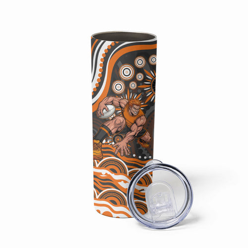 Personalized GWS Giants Rugby Skinny Tumbler Aboriginal Dot Art - Dreamtime Football Mascot