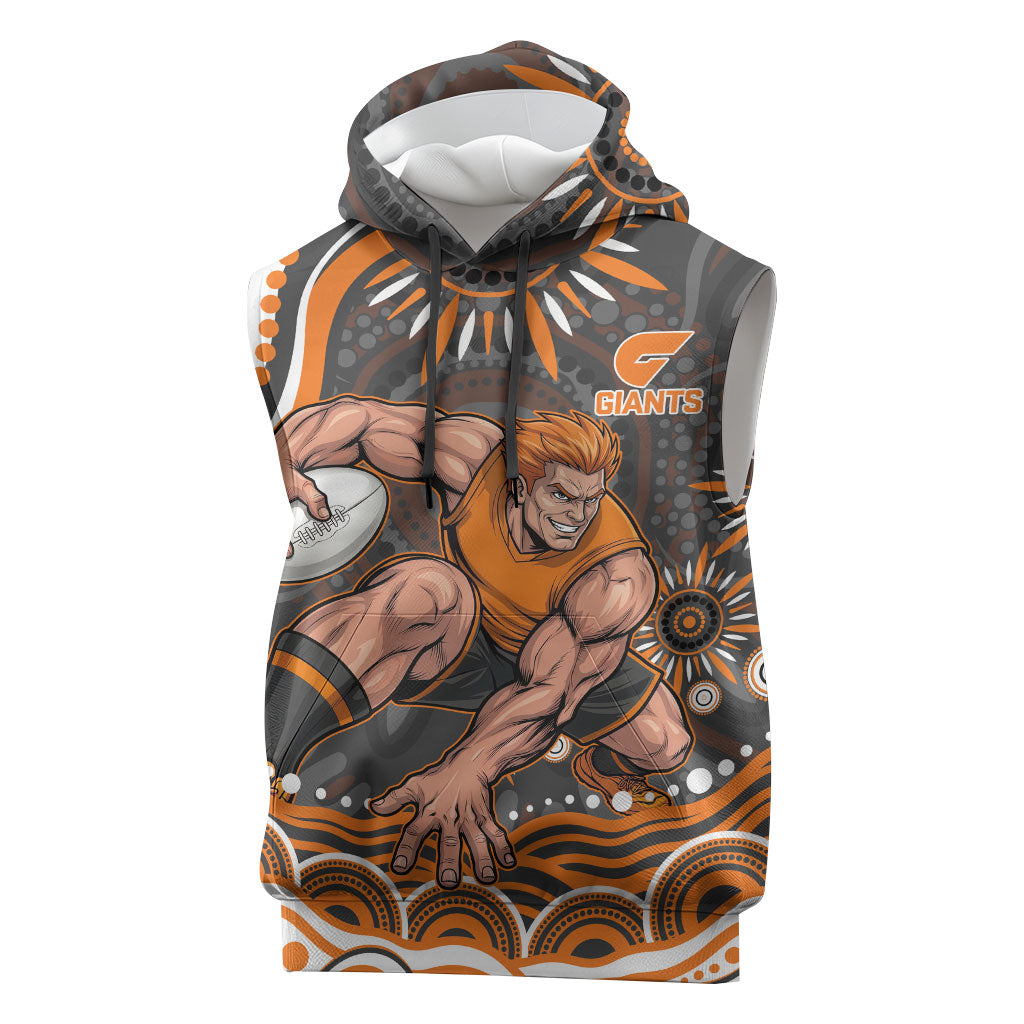 Personalized GWS Giants Rugby Sleeveless Hoodie Aboriginal Dot Art - Dreamtime Football Mascot