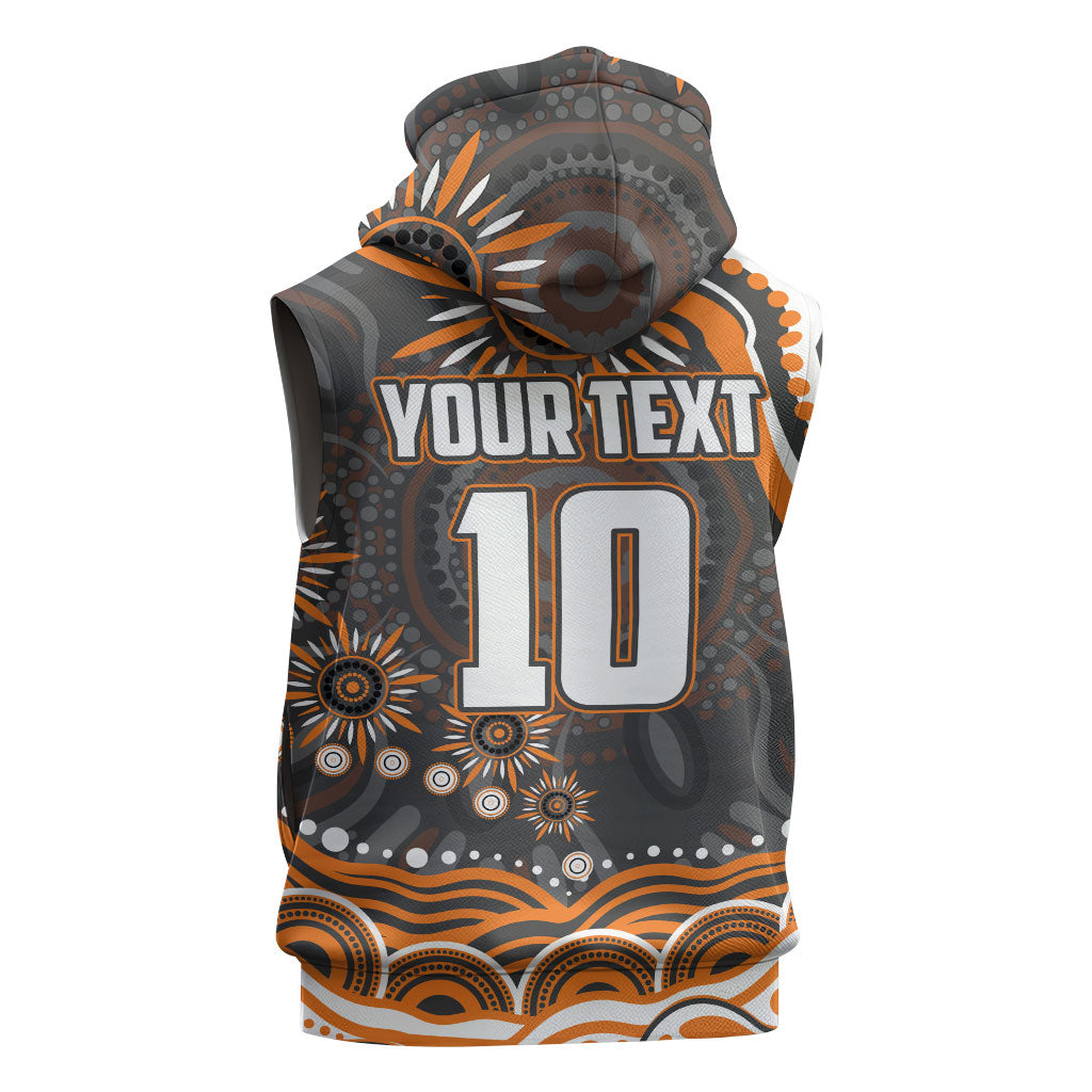 Personalized GWS Giants Rugby Sleeveless Hoodie Aboriginal Dot Art - Dreamtime Football Mascot
