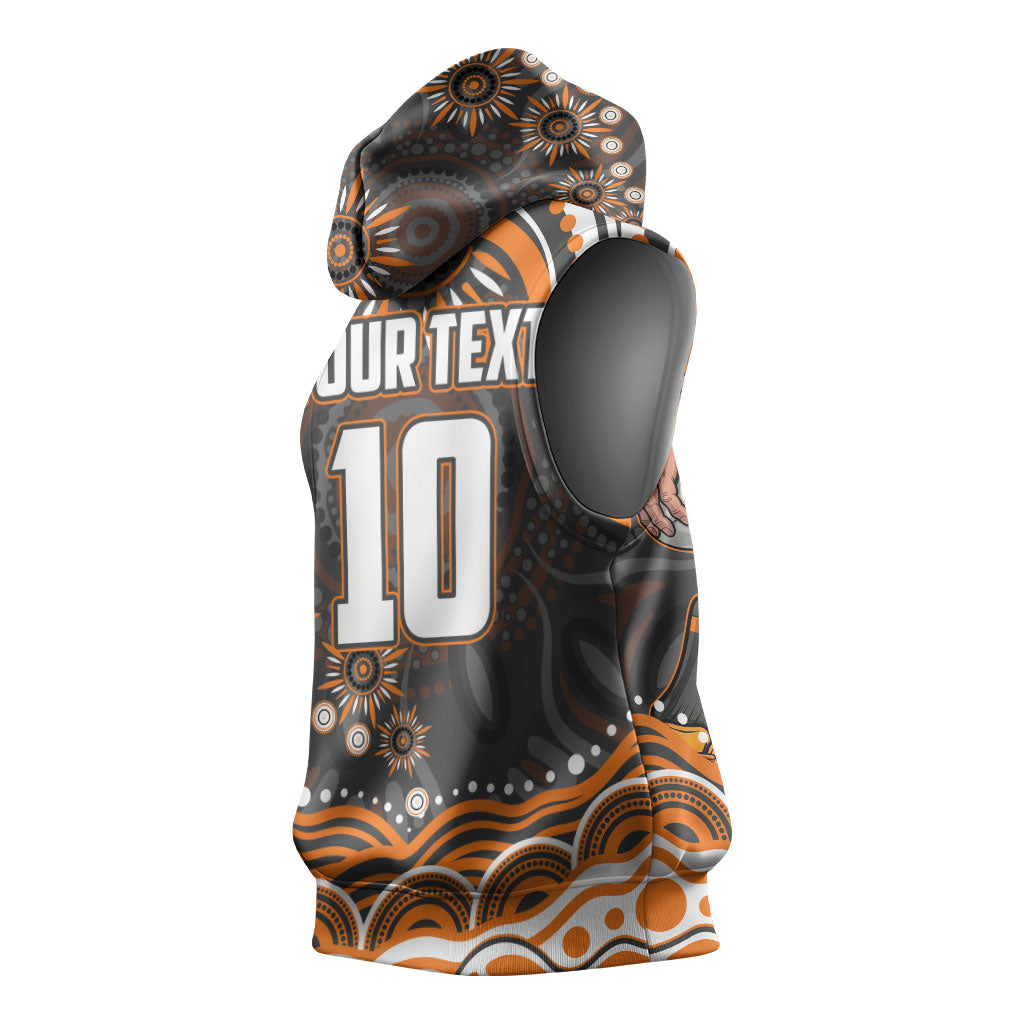 Personalized GWS Giants Rugby Sleeveless Hoodie Aboriginal Dot Art - Dreamtime Football Mascot