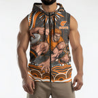 Personalized GWS Giants Rugby Sleeveless Zip Hoodie Aboriginal Dot Art - Dreamtime Football Mascot
