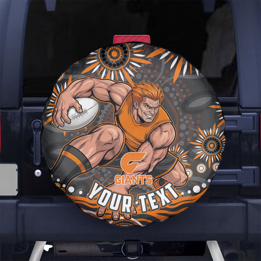 Personalized GWS Giants Rugby Spare Tire Cover Aboriginal Dot Art - Dreamtime Football Mascot