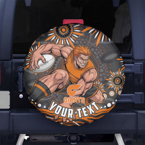 Personalized GWS Giants Rugby Spare Tire Cover Aboriginal Dot Art - Dreamtime Football Mascot