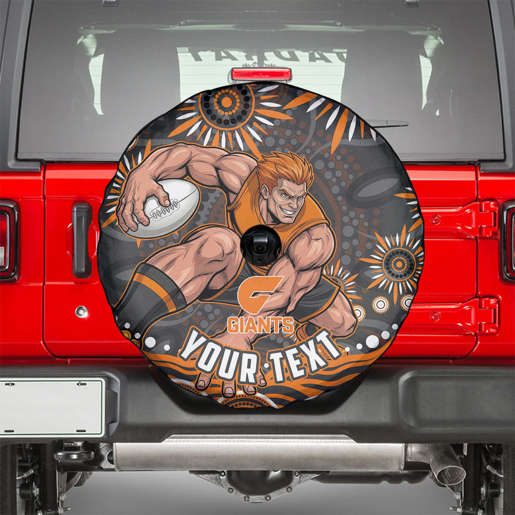 Personalized GWS Giants Rugby Spare Tire Cover Aboriginal Dot Art - Dreamtime Football Mascot