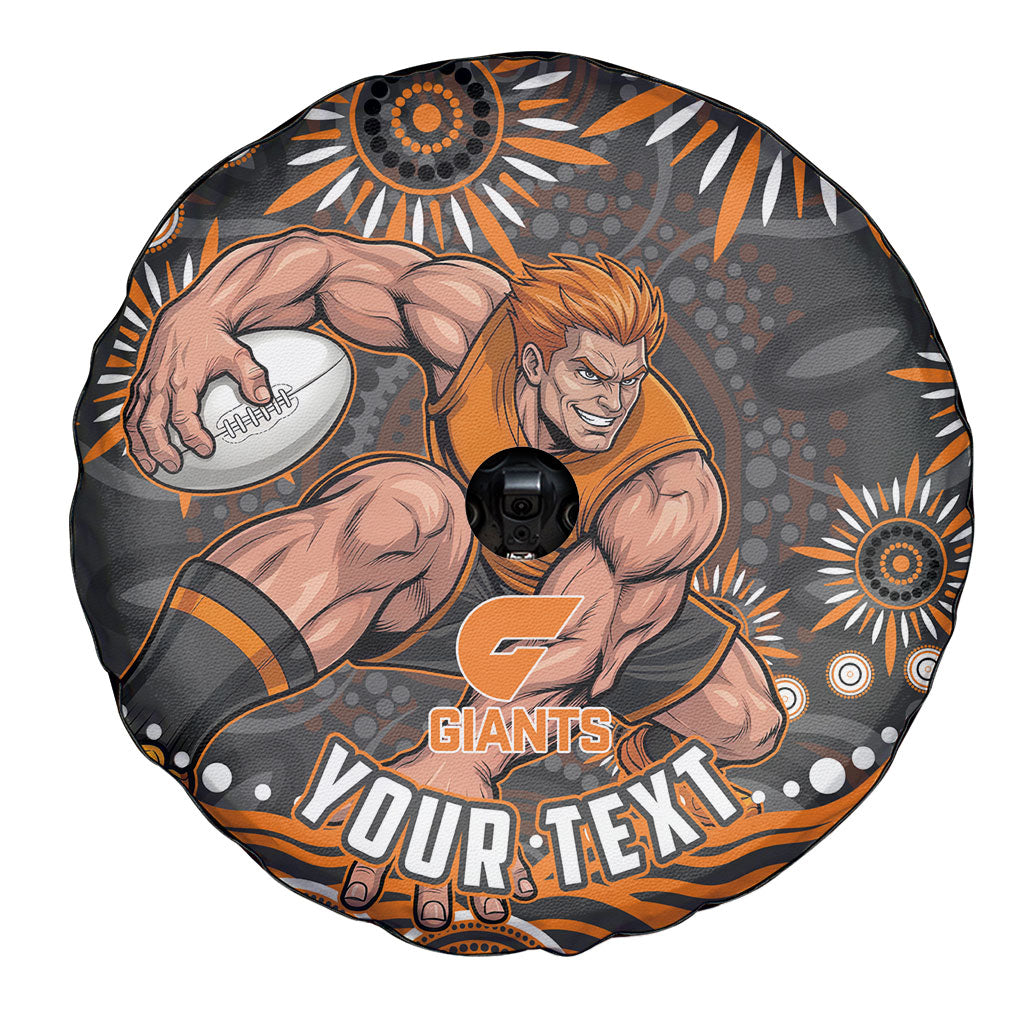 Personalized GWS Giants Rugby Spare Tire Cover Aboriginal Dot Art - Dreamtime Football Mascot