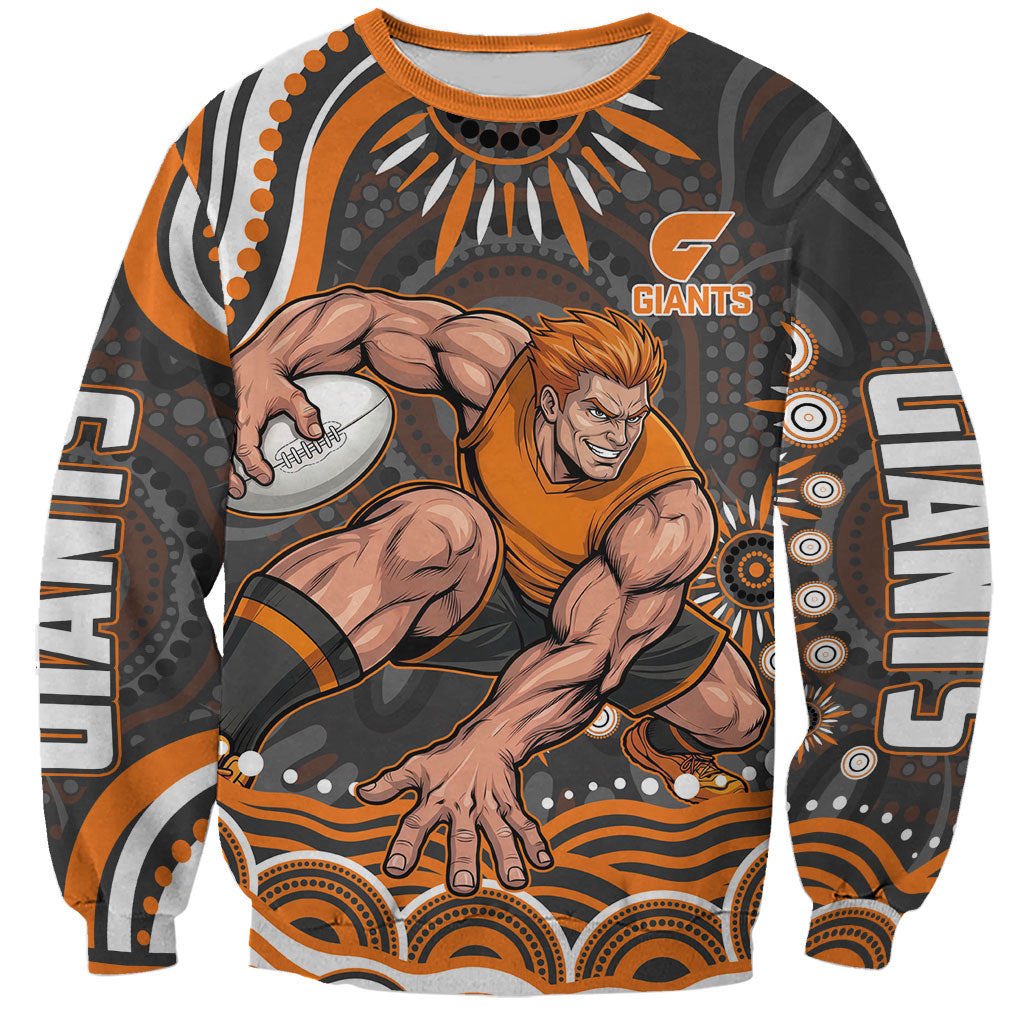 Personalized GWS Giants Rugby Sweatshirt Aboriginal Dot Art - Dreamtime Football Mascot