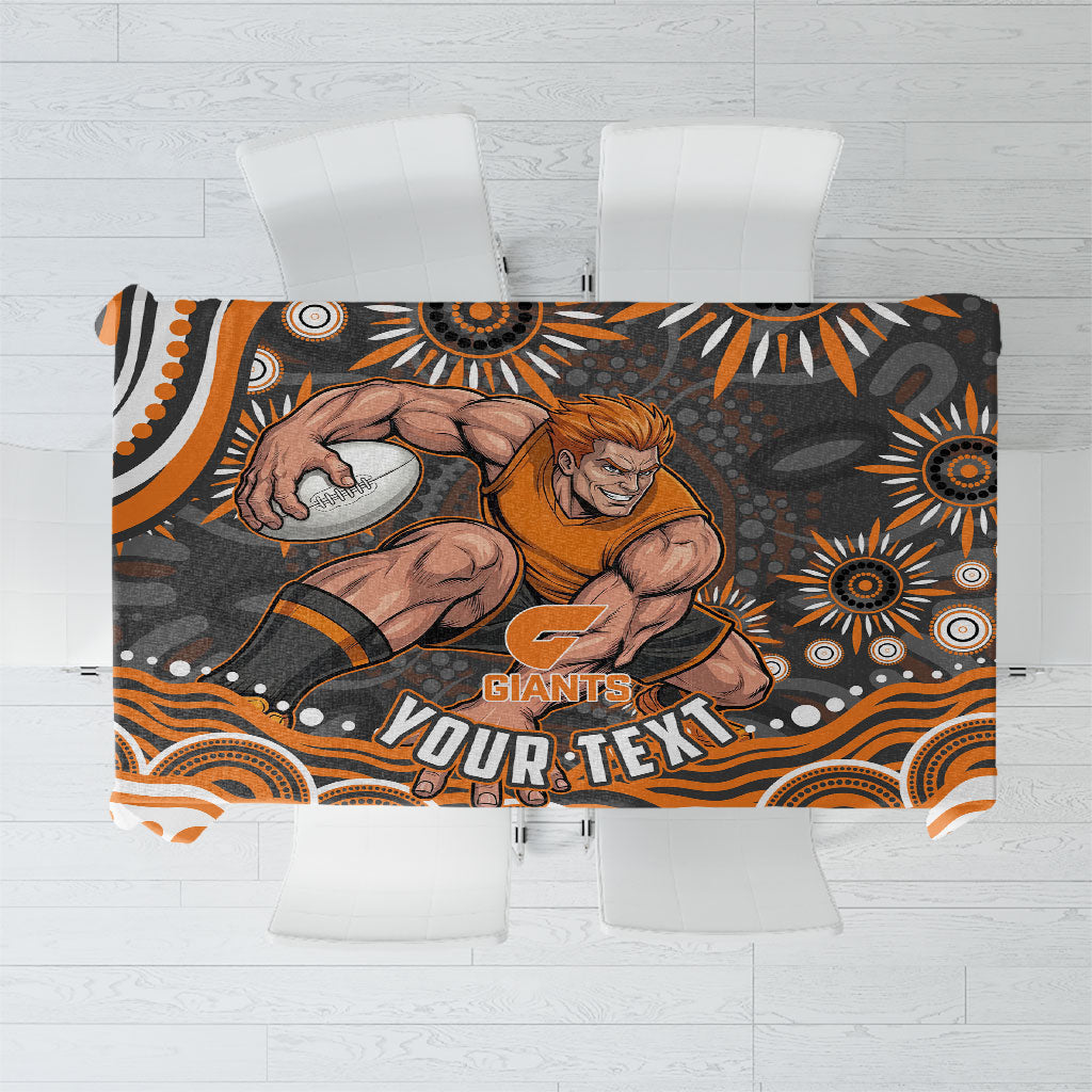 Personalized GWS Giants Rugby Tablecloth Aboriginal Dot Art - Dreamtime Football Mascot