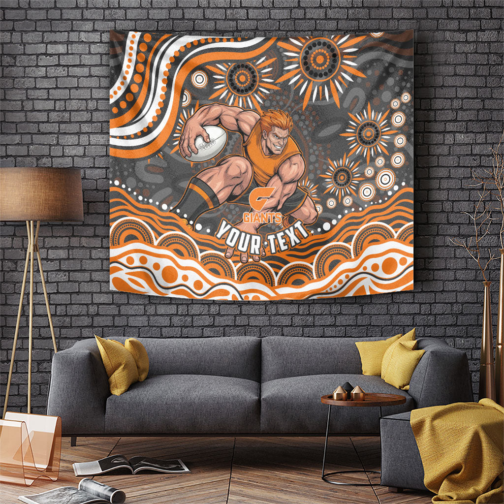 Personalized GWS Giants Rugby Tapestry Aboriginal Dot Art - Dreamtime Football Mascot